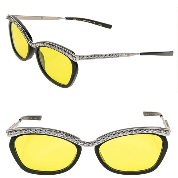 Gucci Hollywood Forever - Black Yellow Crystal Sunglass